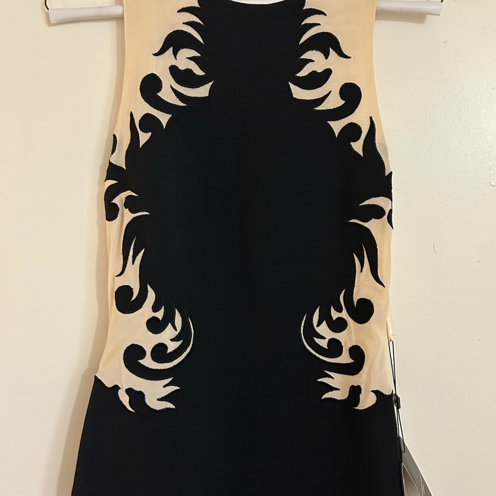 Forever Unique Black and White Halter Cocktail Dress
